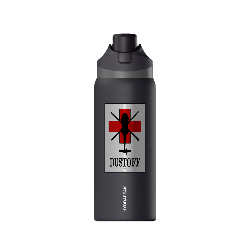 DUSTOFF V2 32oz Water Bottle — Black, front