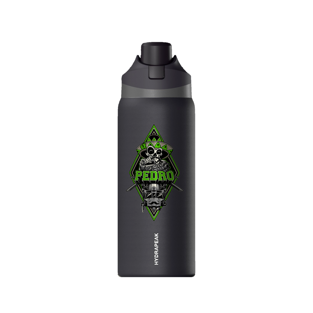 Pedro 32oz Water Bottle — Black, front