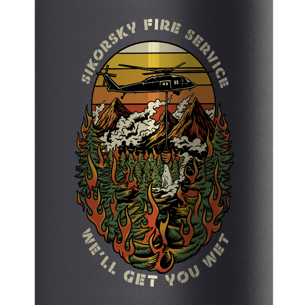 Sikorsky Fire Service 32oz Water Bottle — Black, detail