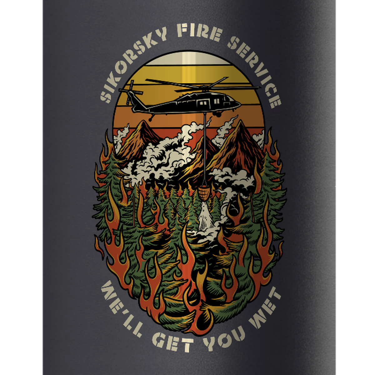 Sikorsky Fire Service 32oz Water Bottle — Black, detail
