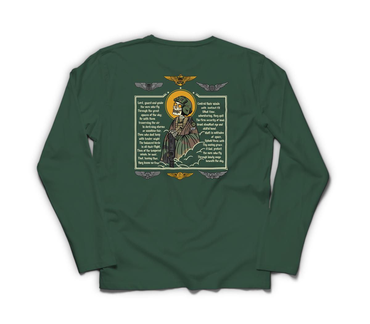 Aviator Prayer Long Sleeve — Forrest Green, back