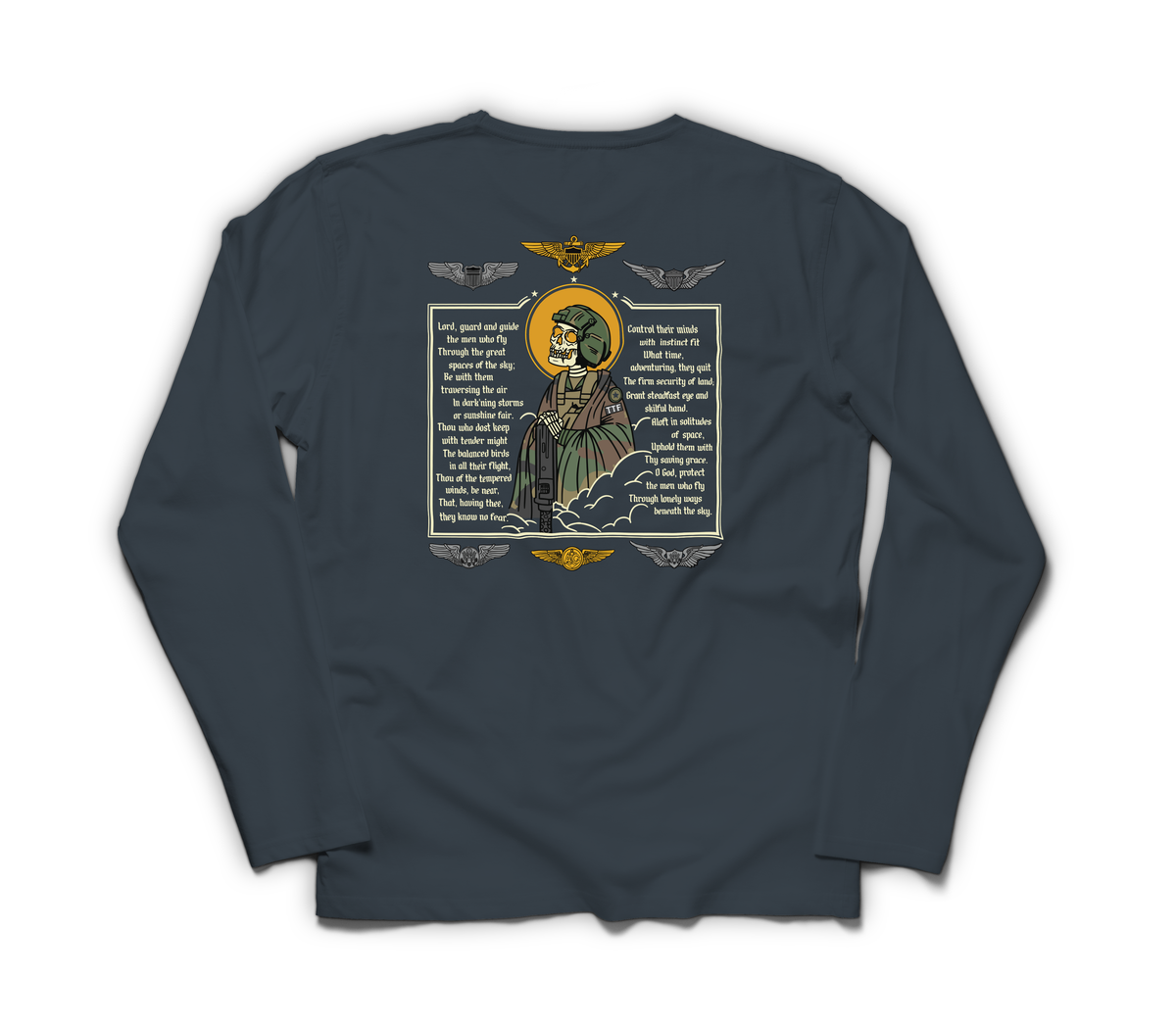 Aviator Prayer Long Sleeve — Navy, back