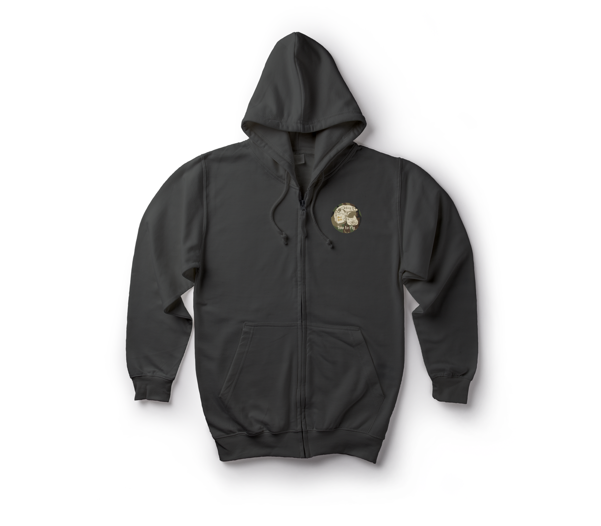 Aviator Prayer Zip Hoodie — Black, front