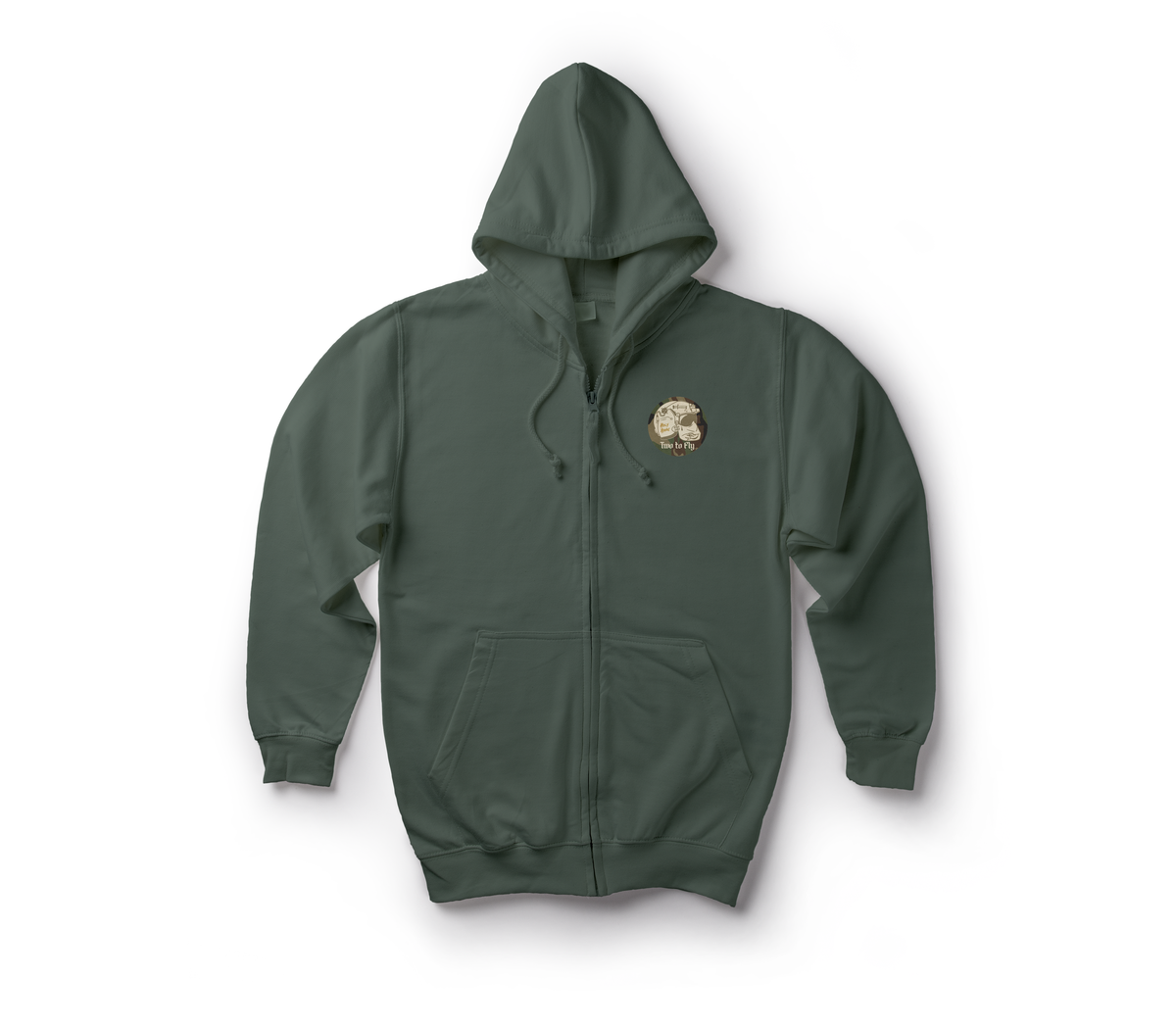 Aviator Prayer Zip Hoodie — Forrest Green, front