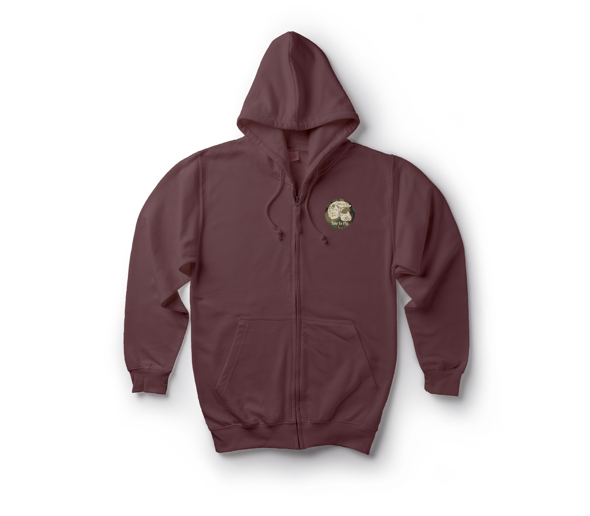 Aviator Prayer Zip Hoodie — Maroon, front
