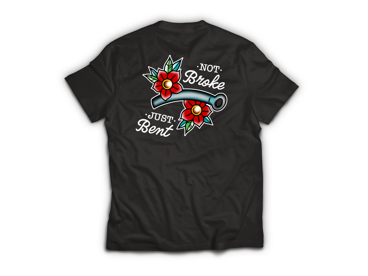 Bent Not Broken T-Shirt — Black, back