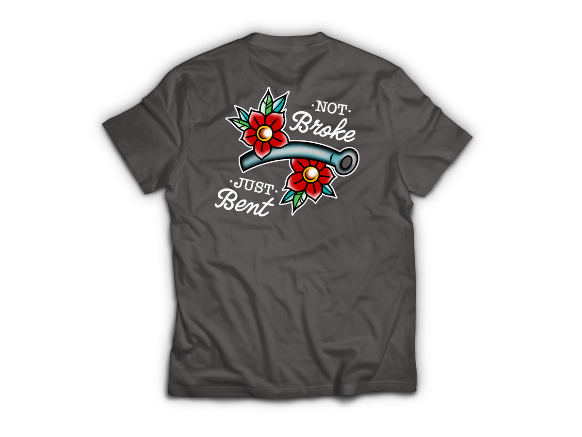 Bent Not Broken T-Shirt — Charcoal, back