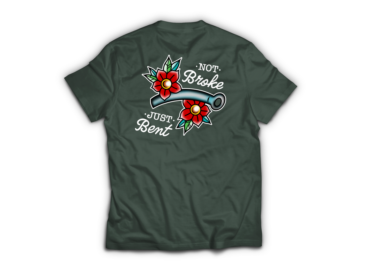 Bent Not Broken T-Shirt — Forrest Green, back