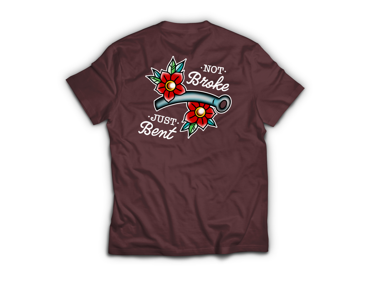 Bent Not Broken T-Shirt — Maroon, back