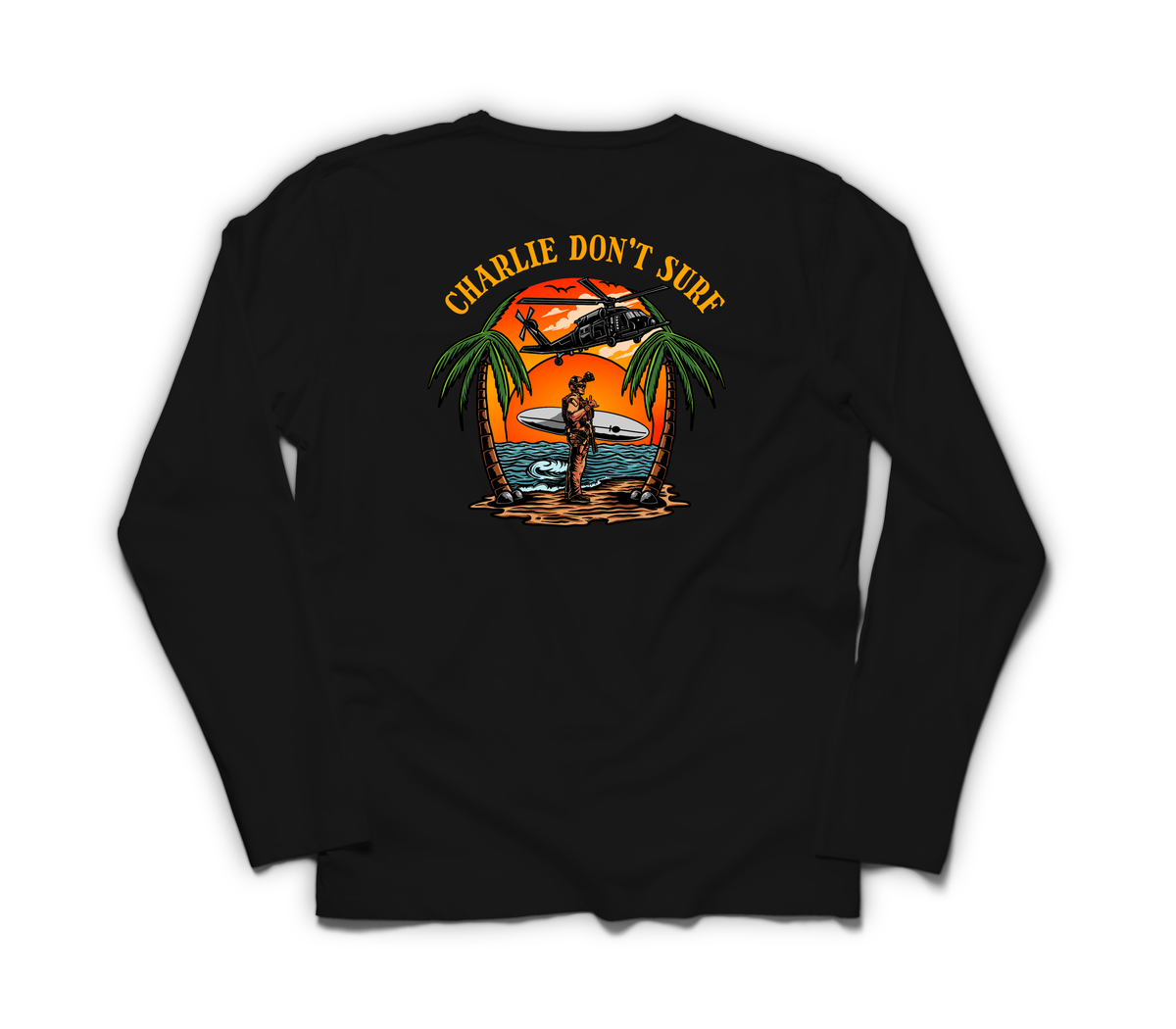 Charlie Don't Surf Long Sleeve — Black, back