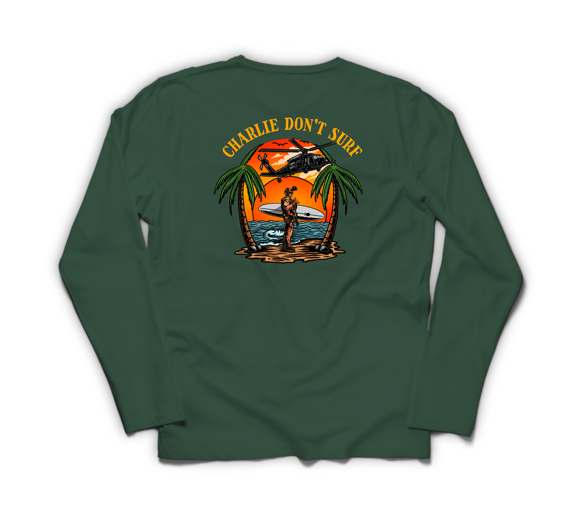 Charlie Don't Surf Long Sleeve — Forrest Green, back