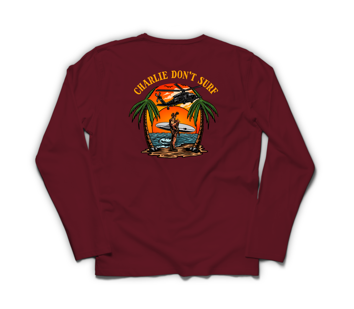Charlie Don't Surf Long Sleeve — Maroon, back