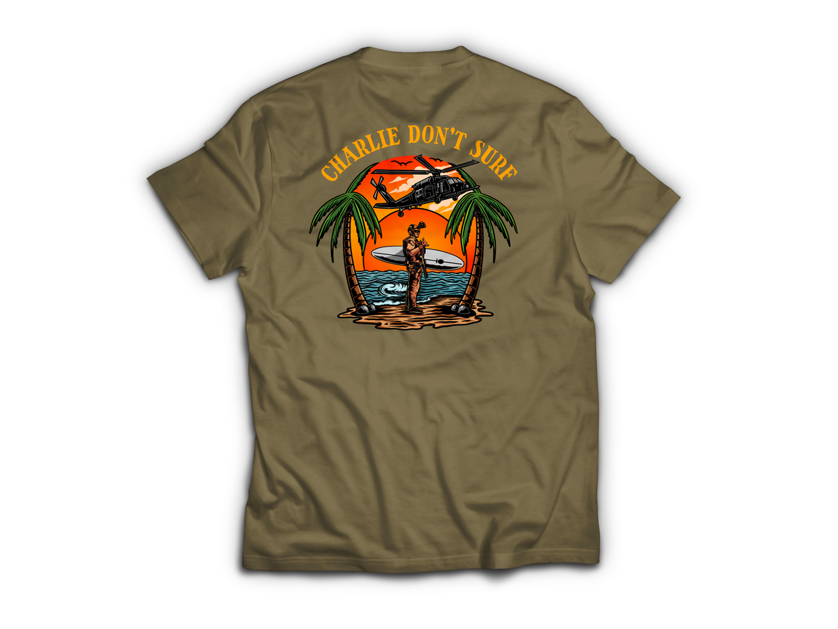 Charlie Don't Surf T-Shirt — Tan499, back