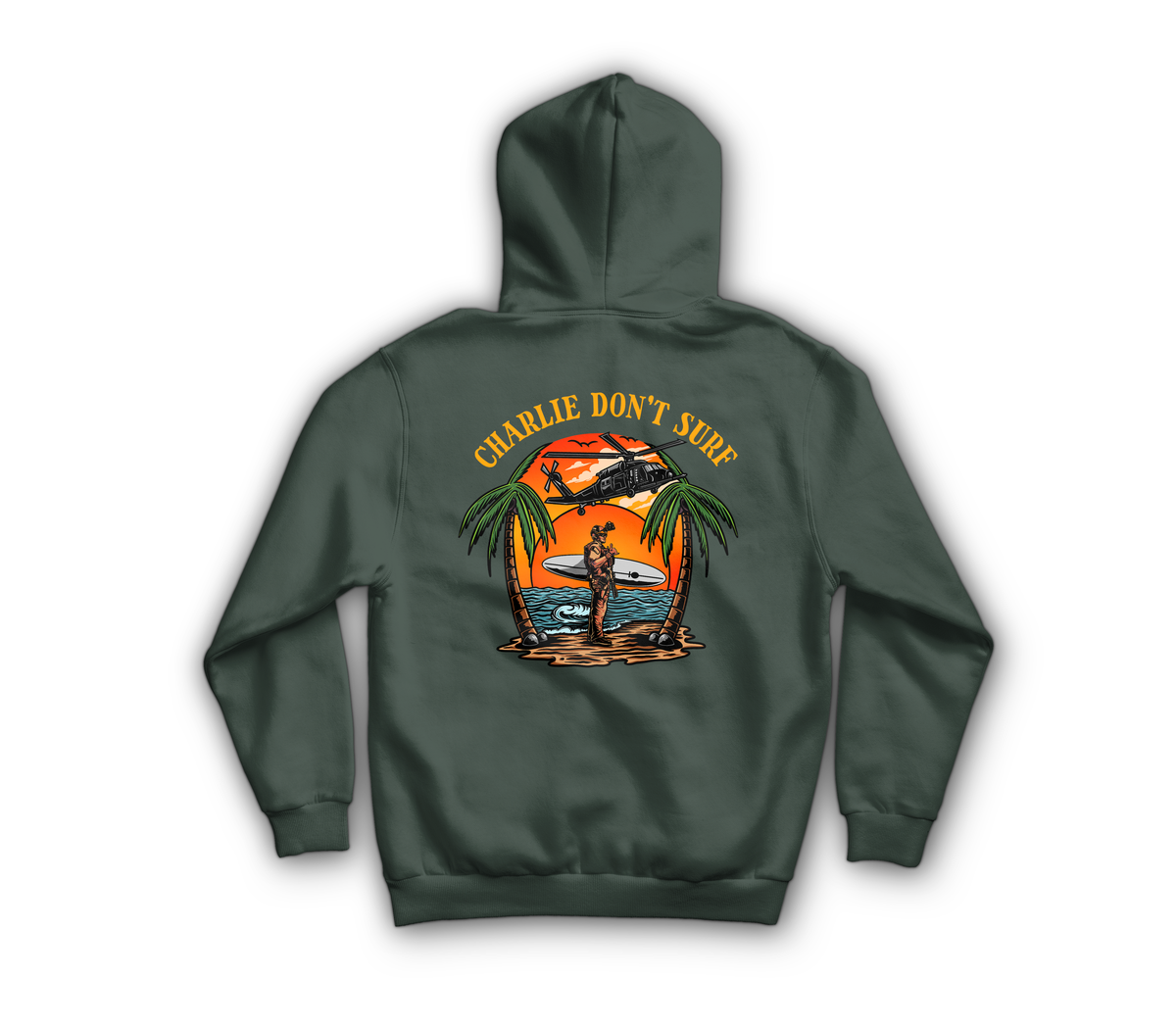 Charlie Don't Surf Zip Hoodie — Forrest Green, back