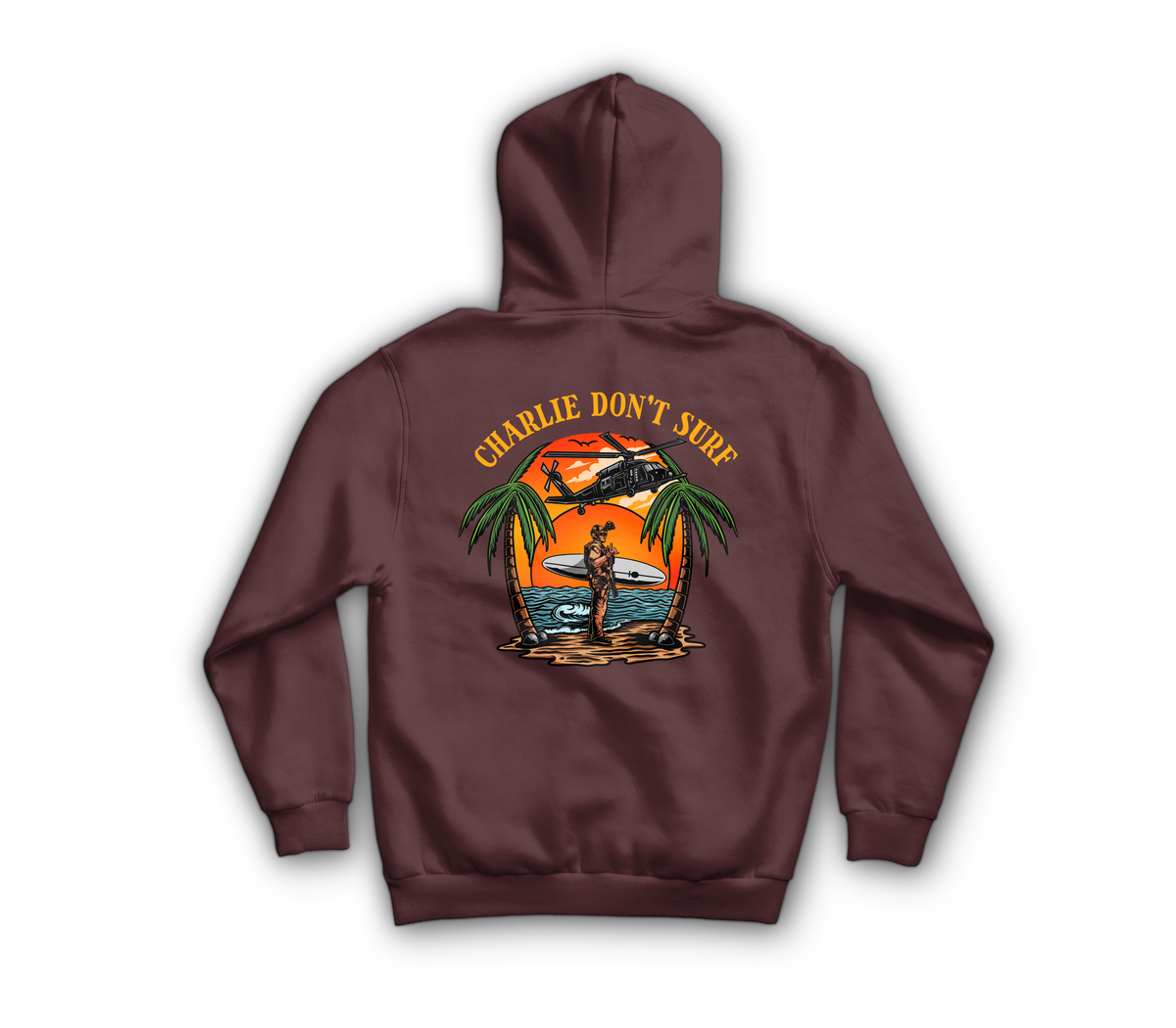 Charlie Don't Surf Zip Hoodie — Maroon, back