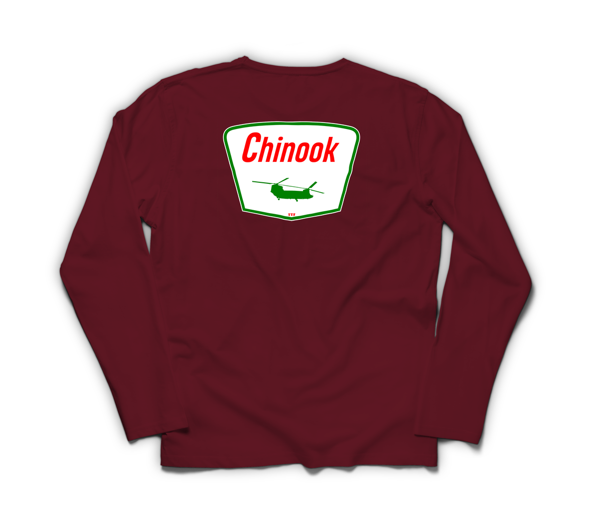 Chinook Service Long Sleeve — Maroon, back