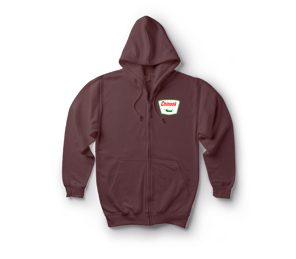Chinook Service Zip Hoodie — Maroon, front