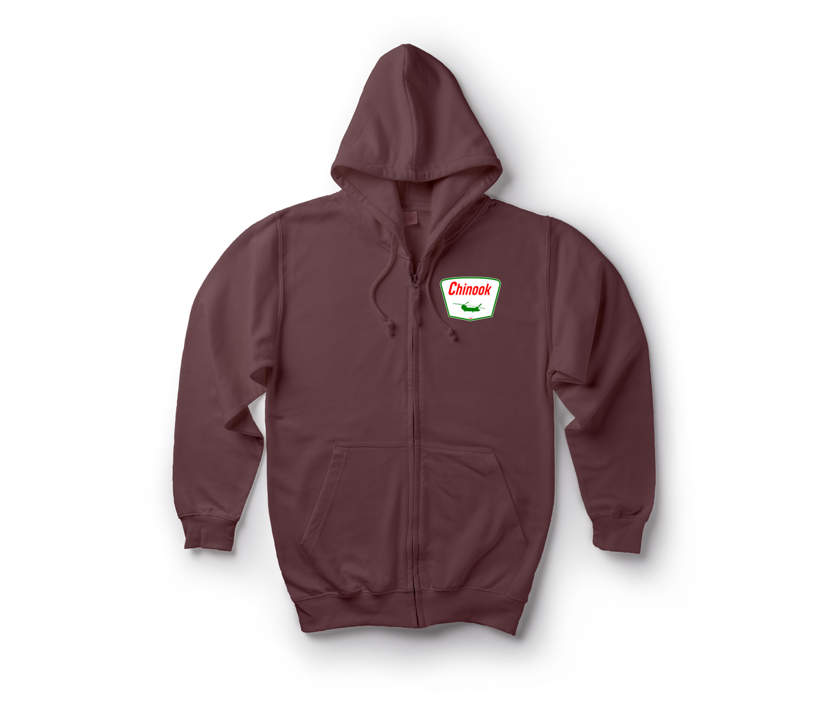 Chinook Service Zip Hoodie — Maroon, front