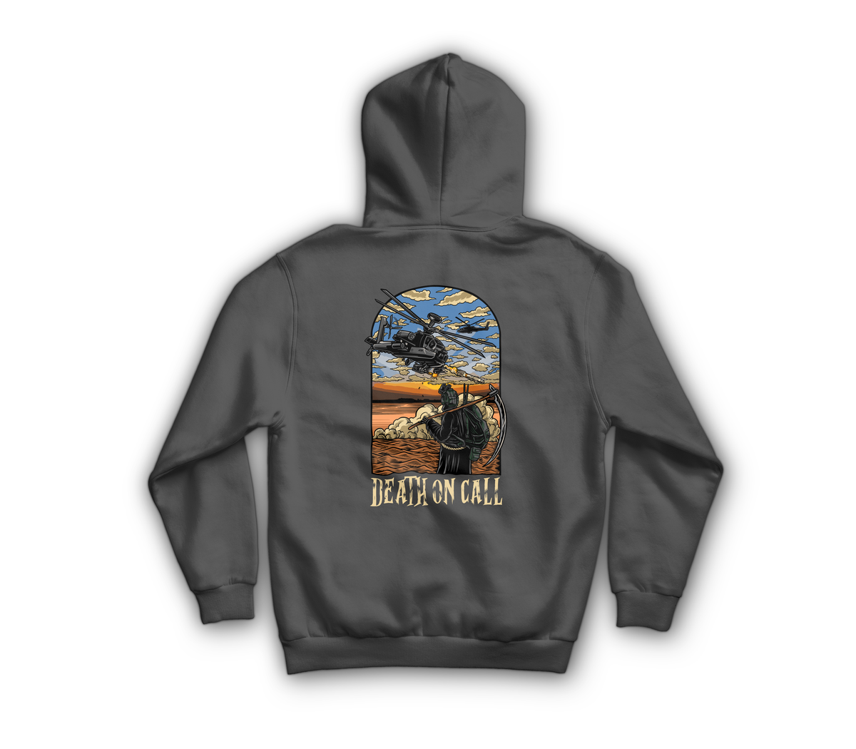Death On Call Pullover Hoodie — Charcoal, back