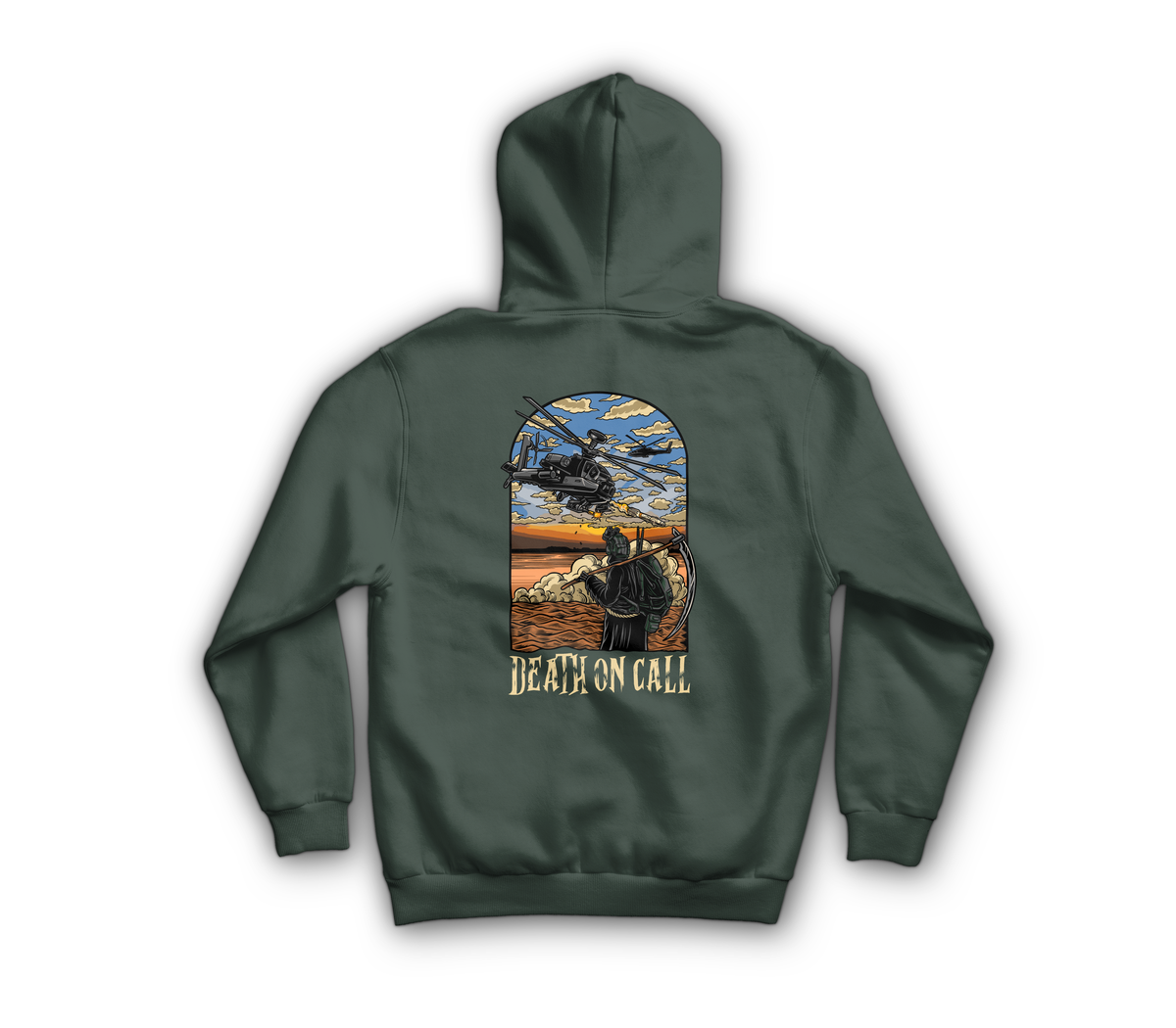 Death On Call Pullover Hoodie — Forrest Green, back