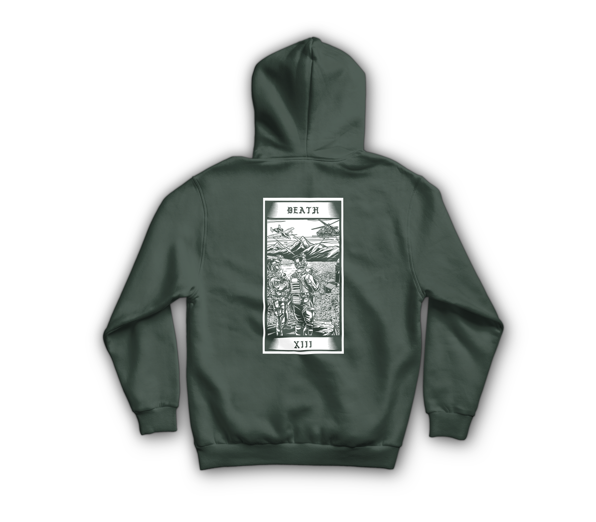 Death Tarot Card Hoodie — Forrest Green, back