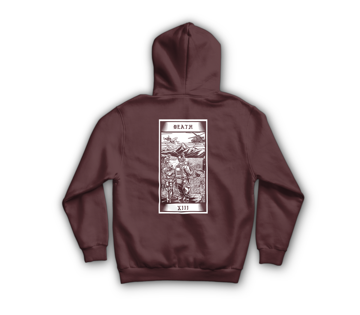 Death Tarot Card Hoodie — Maroon, back