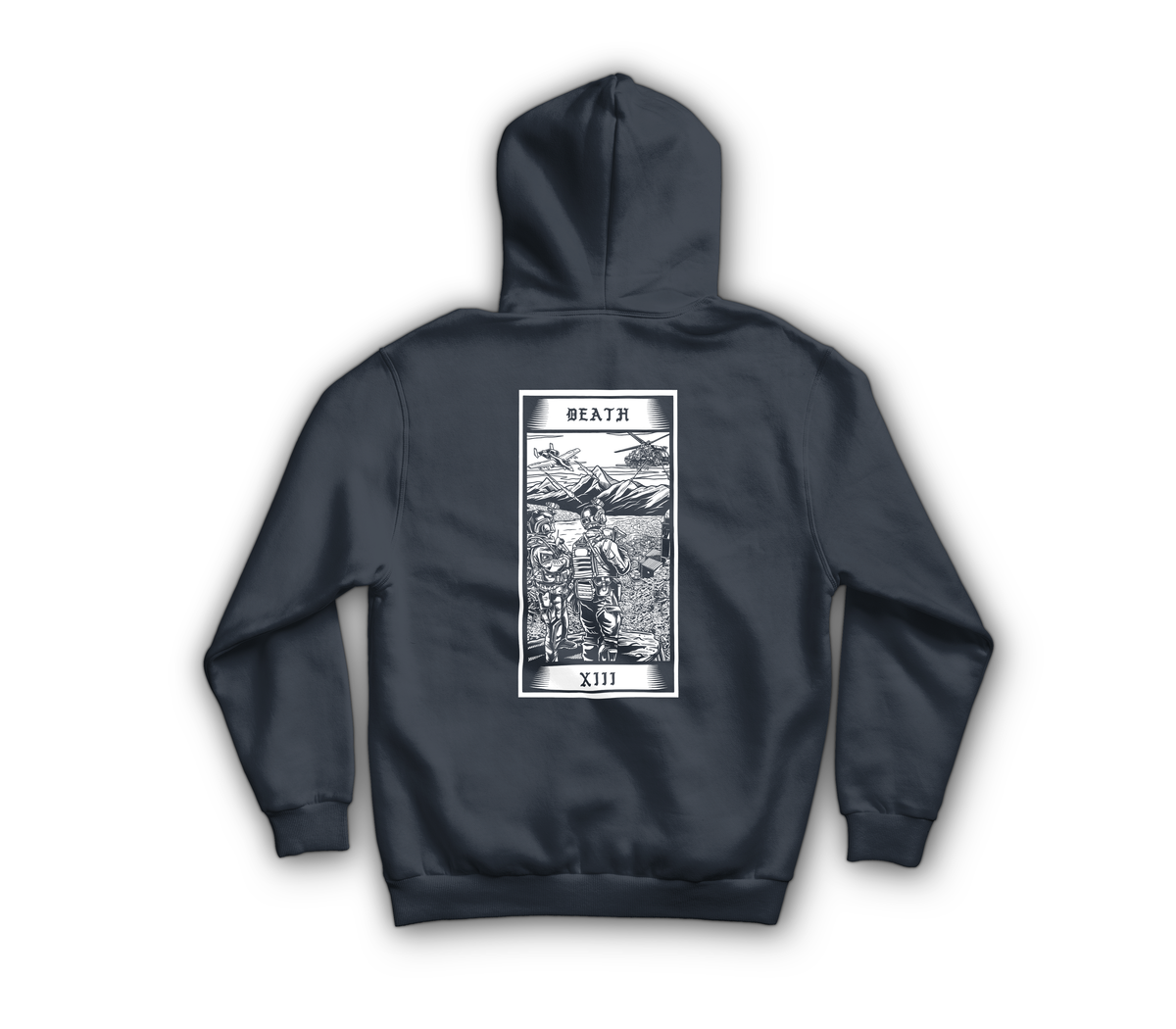 Death Tarot Card Hoodie — Navy, back