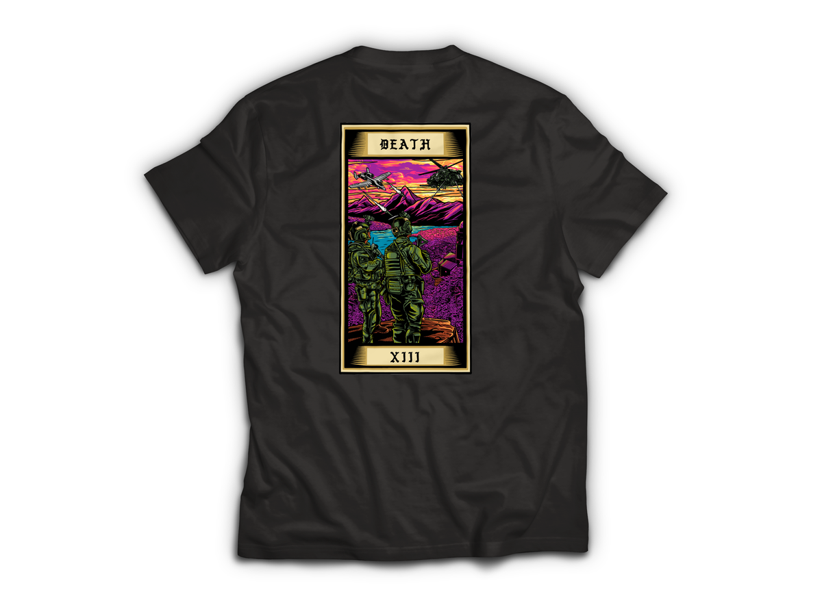 Death Tarot Card T-Shirt — Black, back