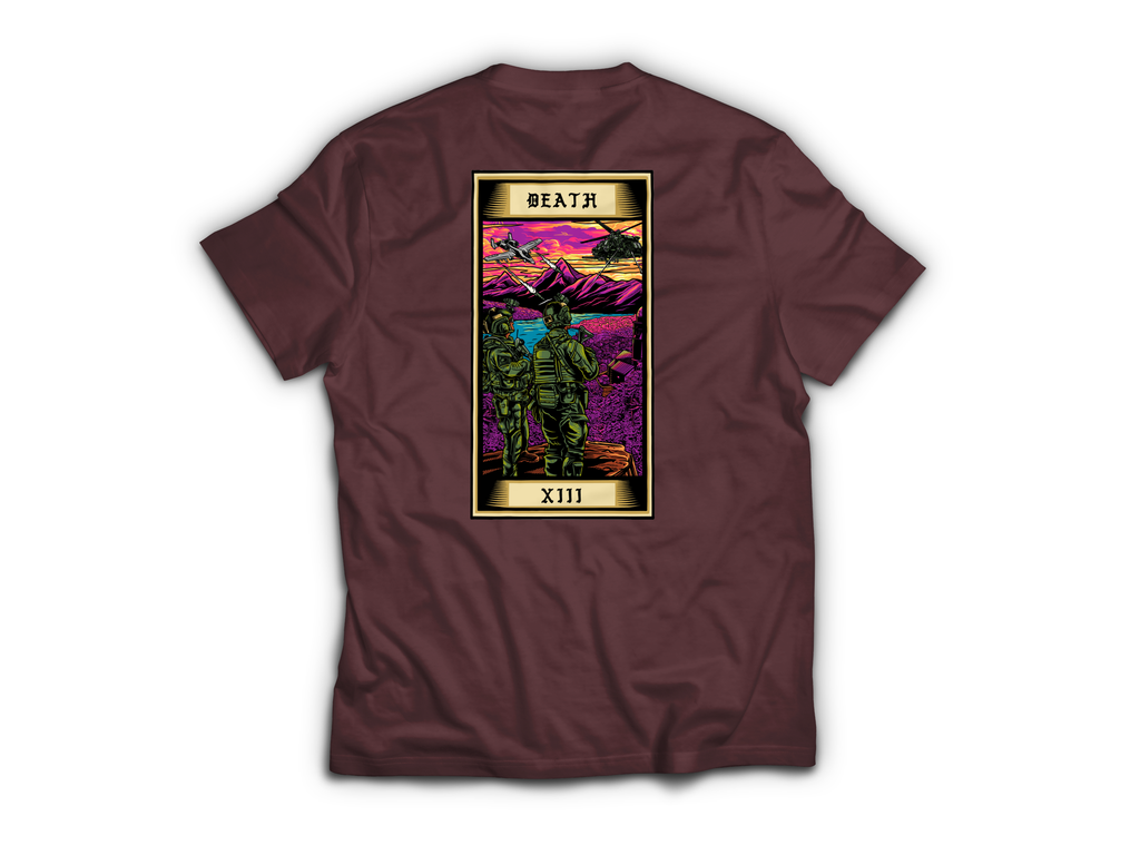 Death Tarot Card T-Shirt — Maroon, back