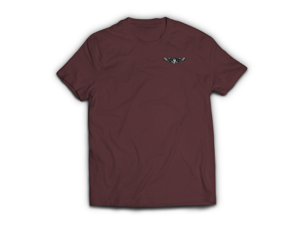 Fly Till I Die T-Shirt — Maroon, front