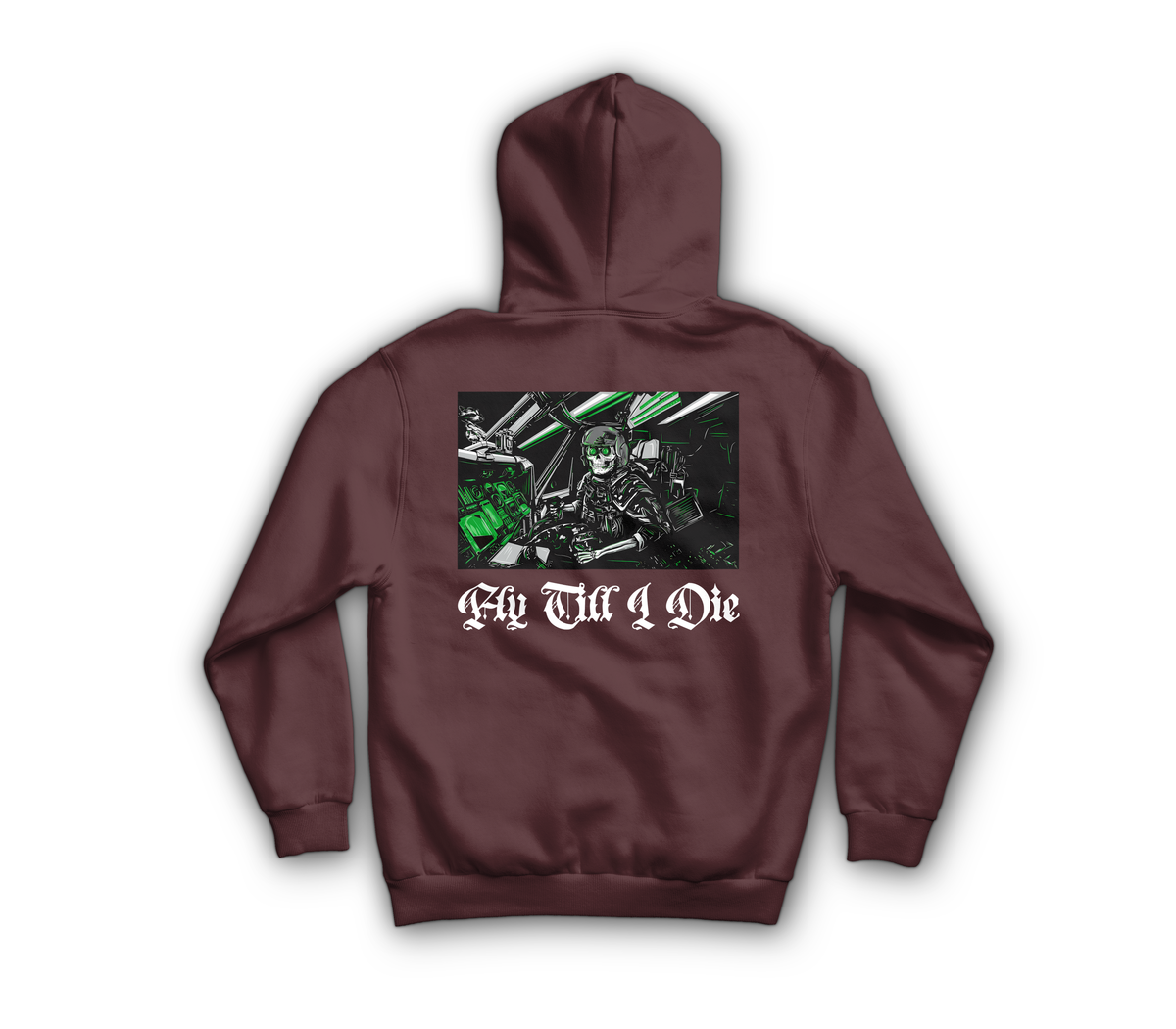 Fly Till I Die Hoodie — Maroon, back
