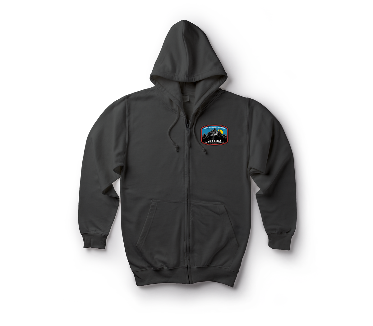 Get Lost V2 Zip Hoodie — Black, front