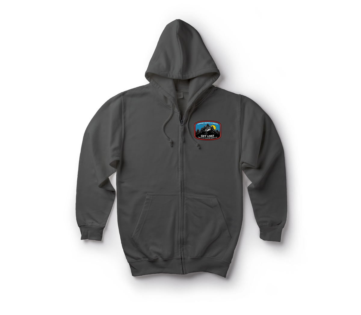 Get Lost V2 Zip Hoodie — Dark Heather, front