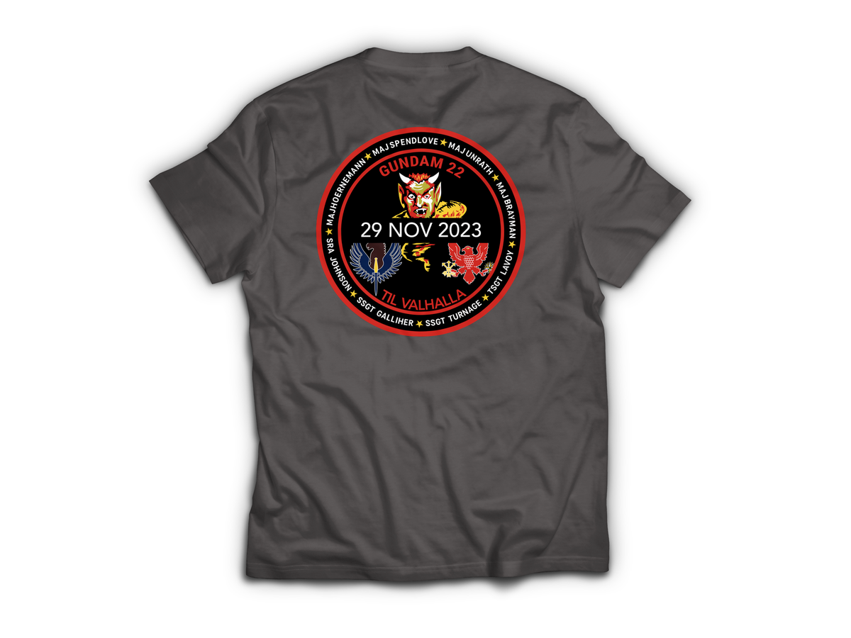 Gundam 22 Memorial  T-Shirt — Charcoal, back