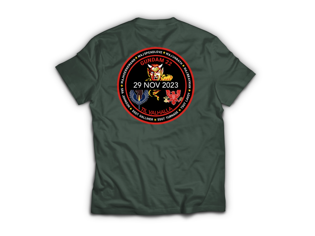 Gundam 22 Memorial  T-Shirt — Forrest Green, back