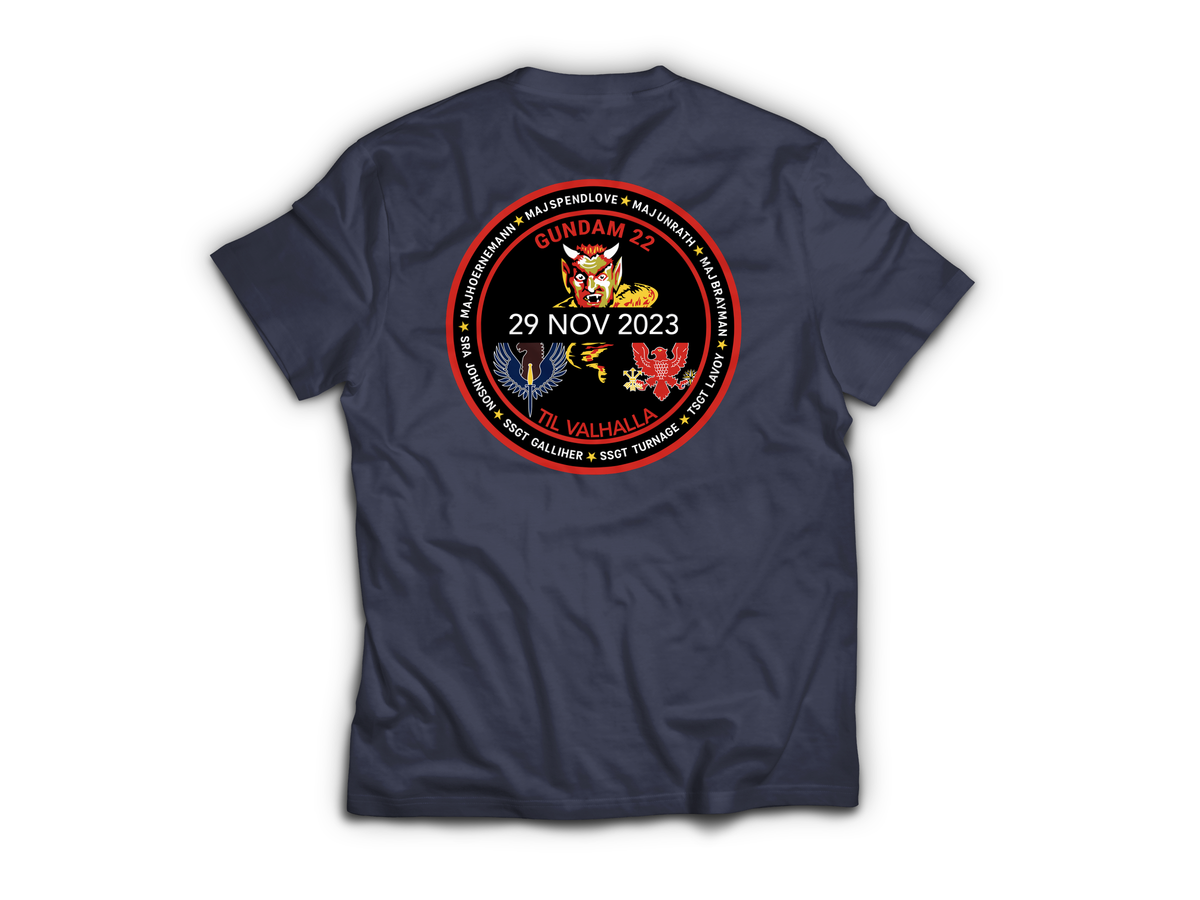 Gundam 22 Memorial  T-Shirt — Navy, back