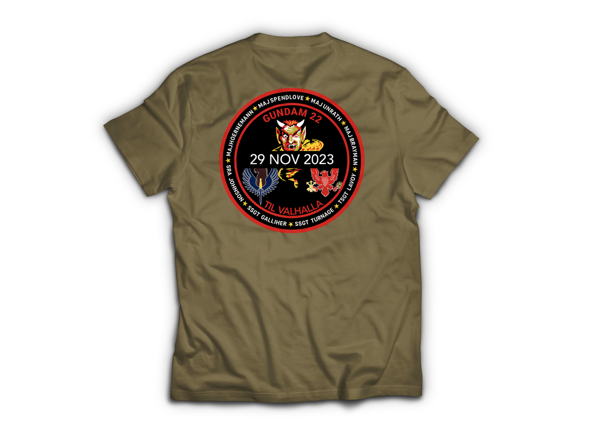 Gundam 22 Memorial  T-Shirt — Tan499, back