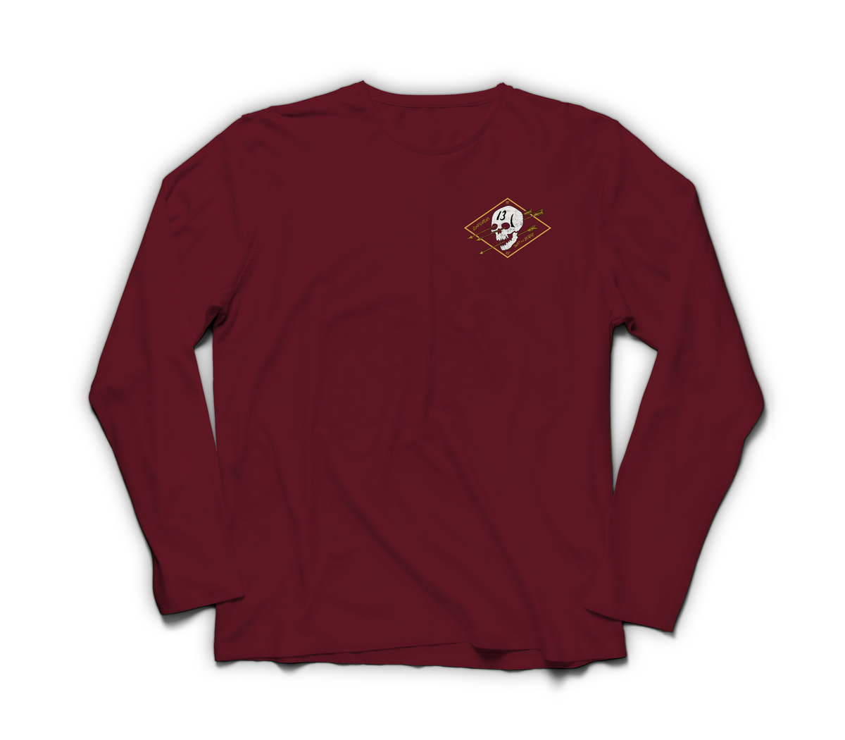 Gunfighters Long Sleeve Tee — Maroon, front