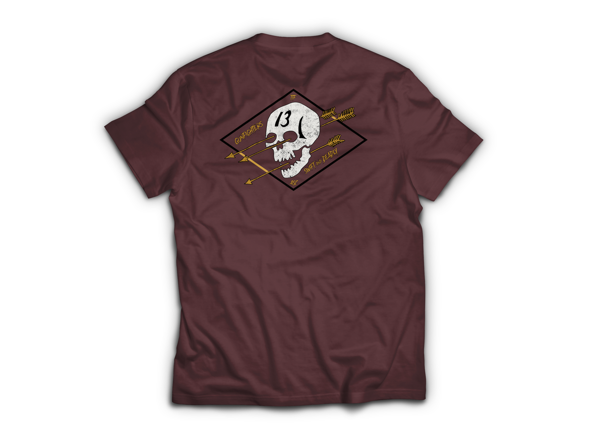 Gunfighters T-Shirt — Maroon, back