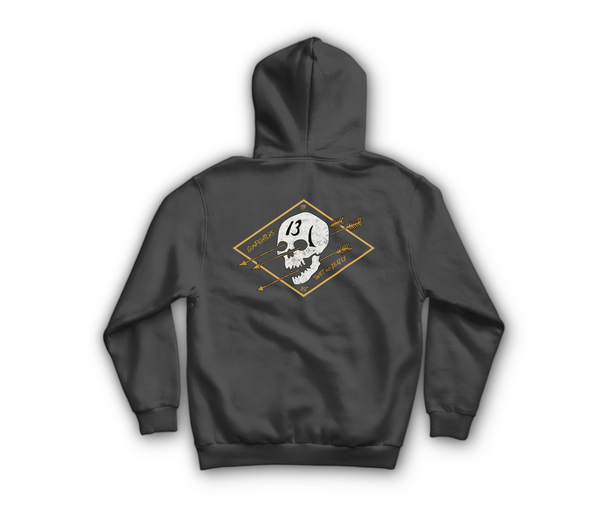 Gunfighters Zip Hoodie — Dark Heather, back