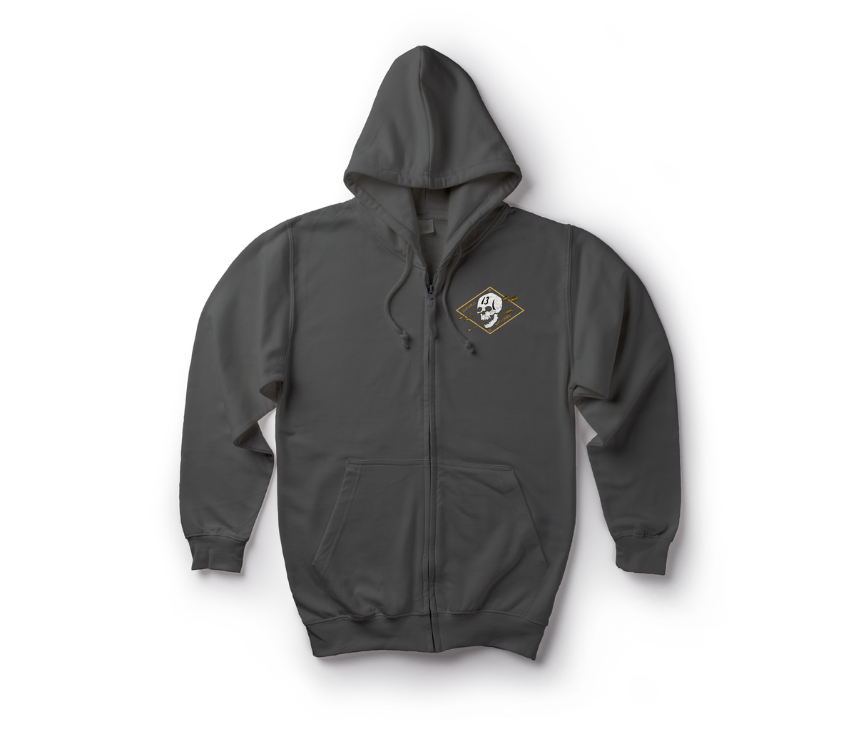 Gunfighters Zip Hoodie — Dark Heather, front