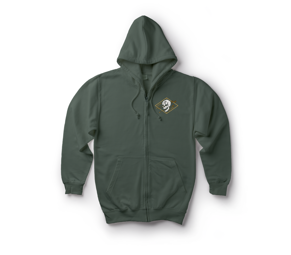 Gunfighters Zip Hoodie — Forrest Green, front