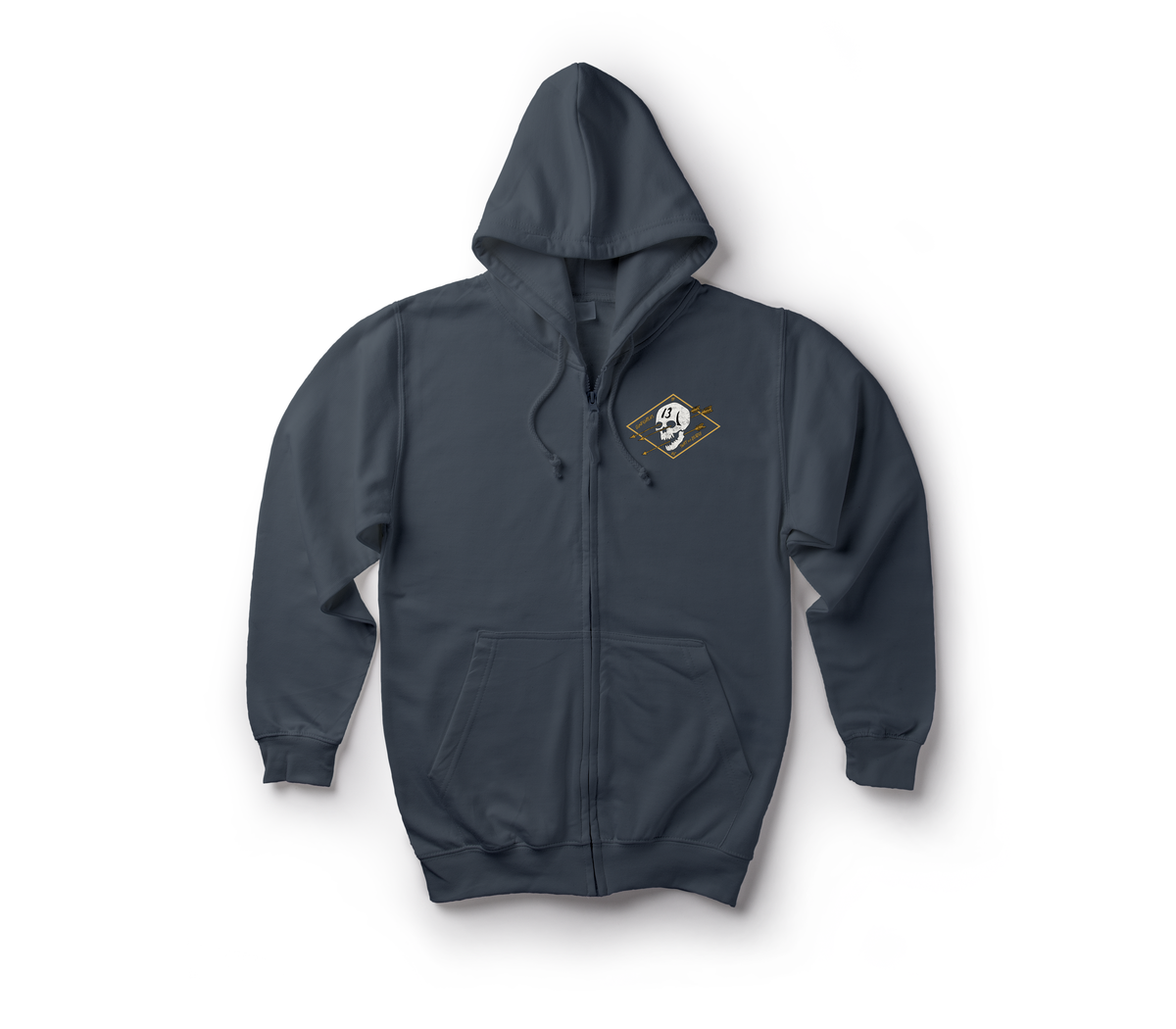 Gunfighters Zip Hoodie — Navy, front