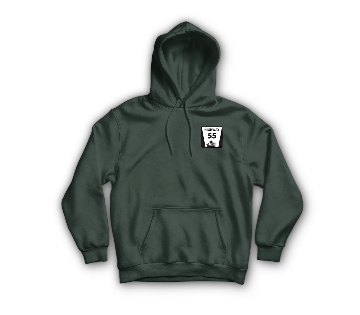 Highway 55 Hoodie — Forrest Green, front