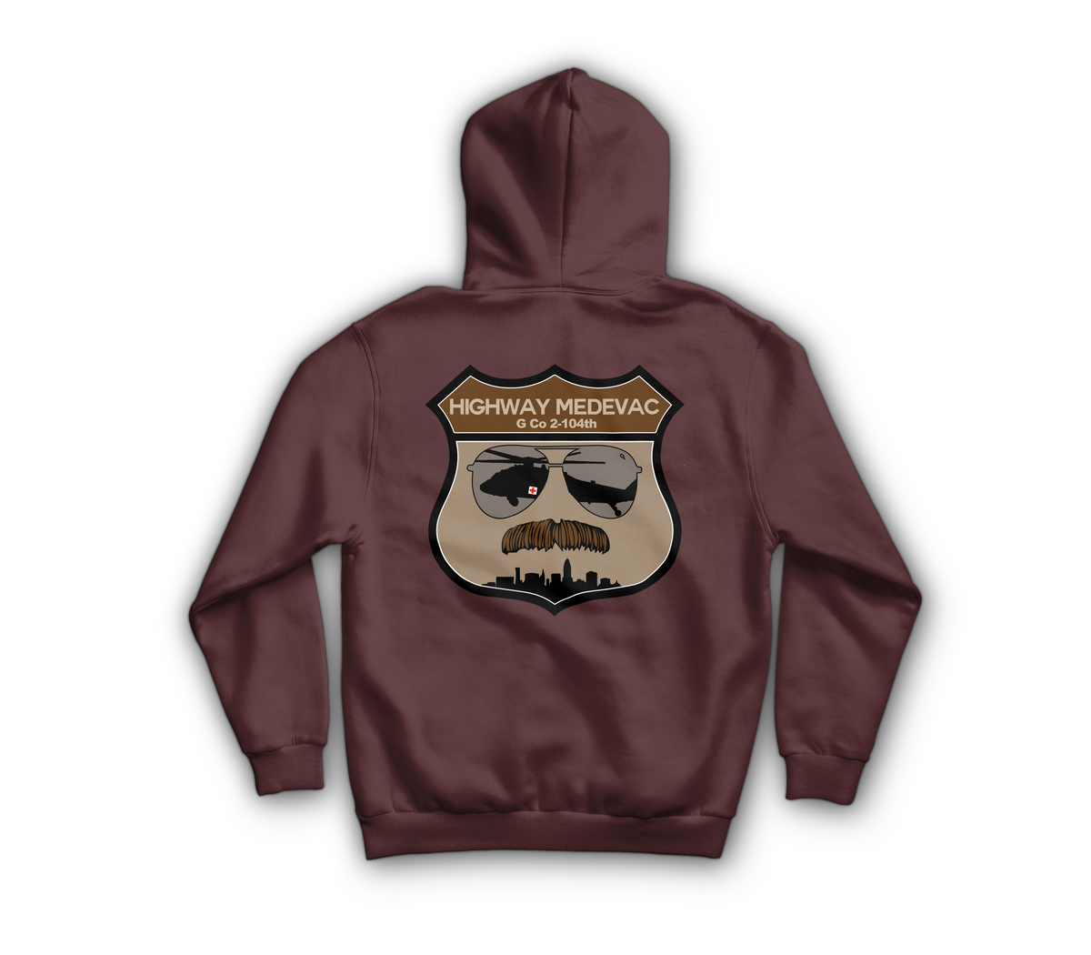 Highway 55 Hoodie — Maroon, back