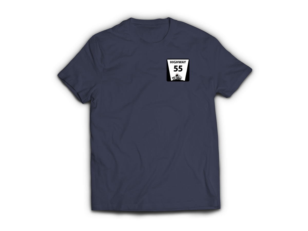 Highway 55 T-Shirt — Navy, front