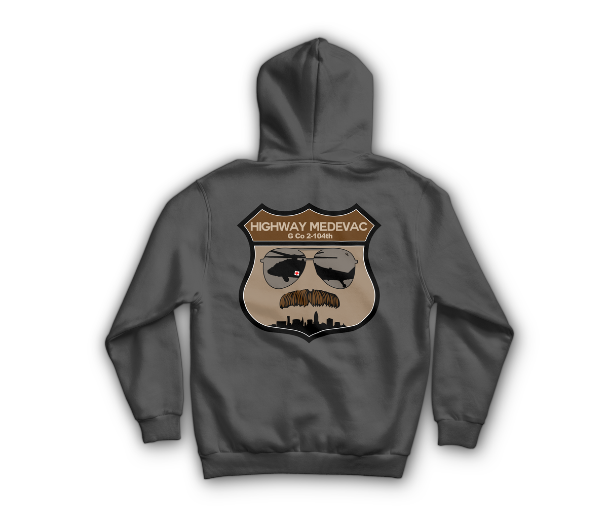 Highway 63 Hoodie — Charcoal, back