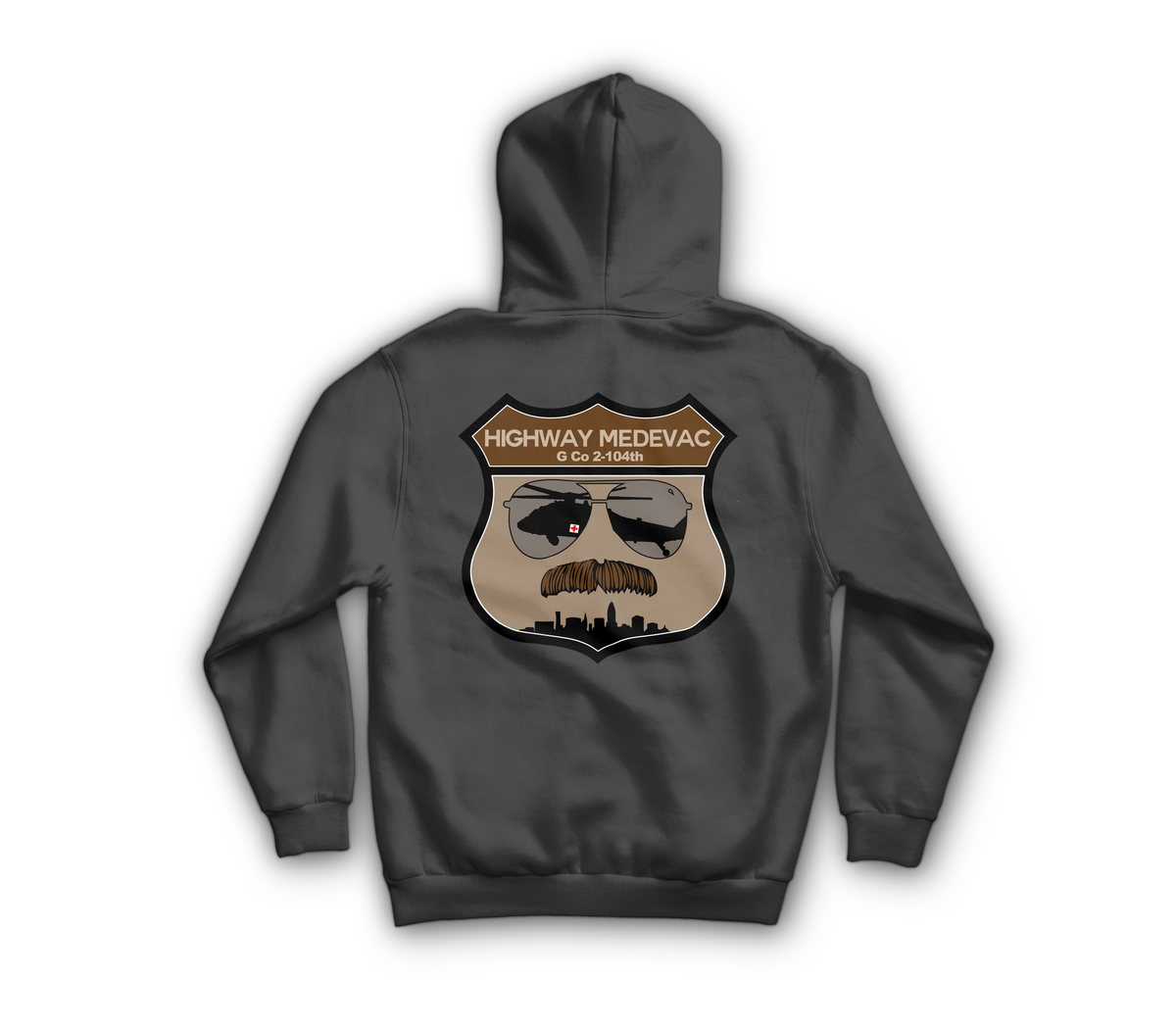Highway 68 Zip Hoodie — Dark Heather, back