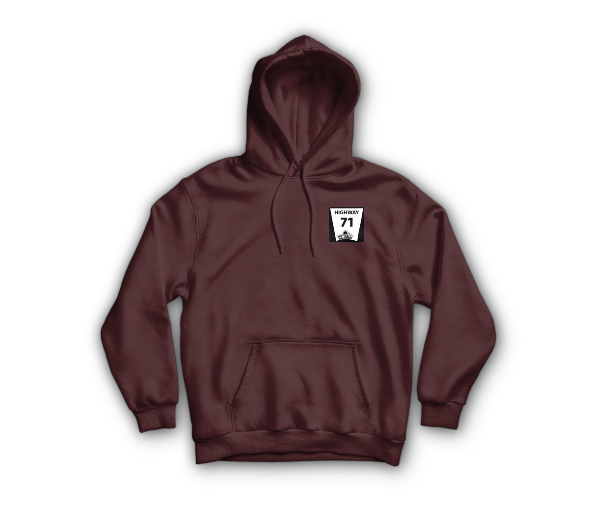 Highway 71 Hoodie — Maroon, front