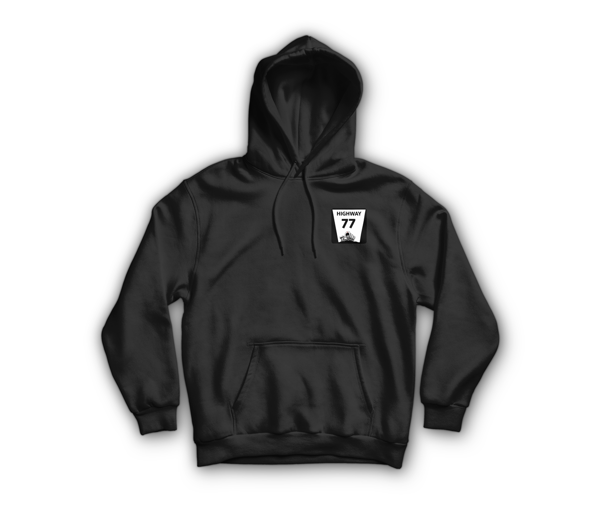 Highway 77 Hoodie — Black, front